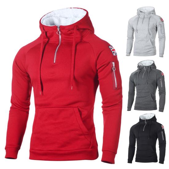 Meizhenchang Heren hoodiezakken streetwear skin-touch geribbelde manchet labeling pullover sweatshirt voor dagelijks gebruik M