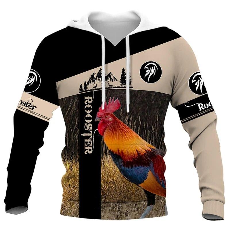 ETST 07 Grappige dierenhaan patroon heren hooded sweatshirt haan print harajuku casual hoodie oversized herenkleding dagelijkse streetwear 6XL