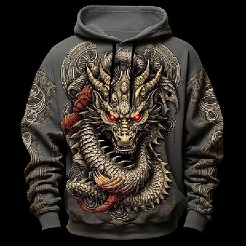 ETST WENDY 005 Grafisch dier Heren Dagelijks 3D-print hoodie Sport Outdoor Vakantie Vakantie Hoodies Zwart capuchon-sweatshirt met print op de voorkant 6XL