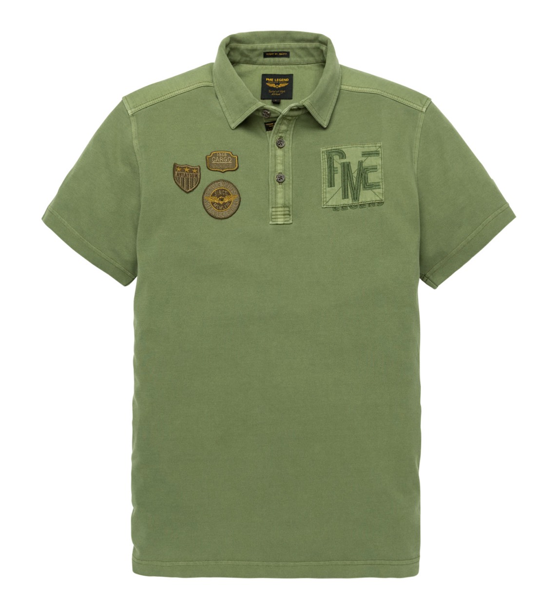 No Excess Polo pique garment dyed with linen -