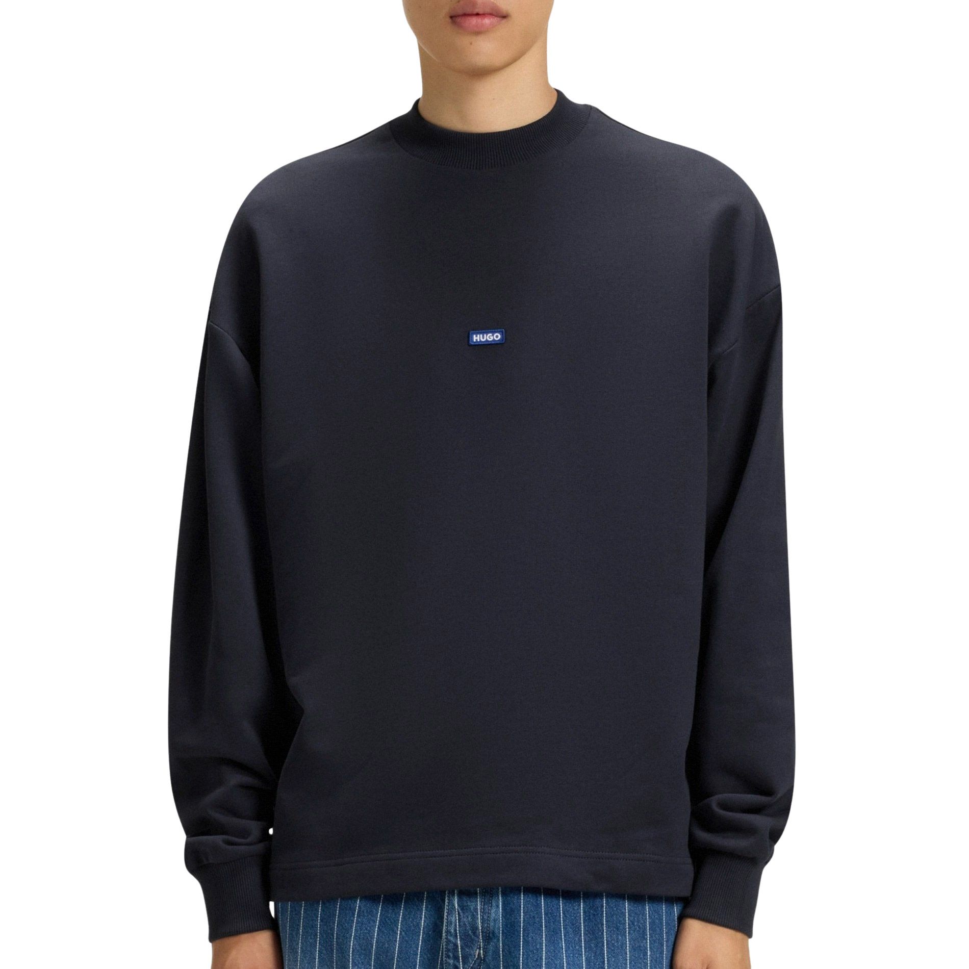 OTTO HUGO Blue Sweatshirt Nedro met logo-patch