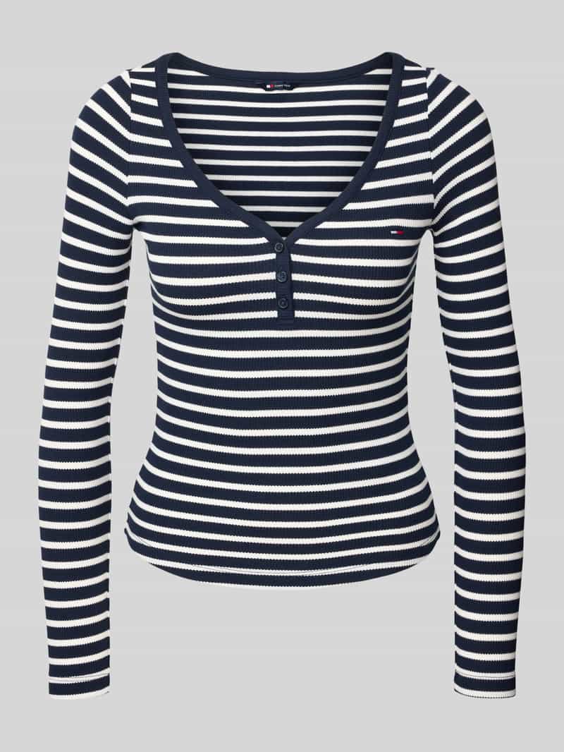 TOMMY JEANS Shirt met lange mouwen TJW SLIM HENLEY WAFFLE LS