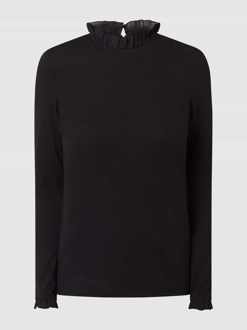 Rich & Royal Shirt met lange mouwen 2409 O Slub F LS met ruches aan de halslijn en manchetten
