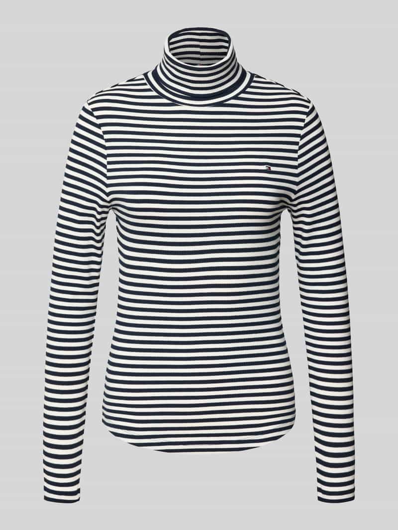 Tommy Hilfiger Shirt met lange mouwen SLIM 5X2 RIB ROLL-NK LS in een geribde structuur