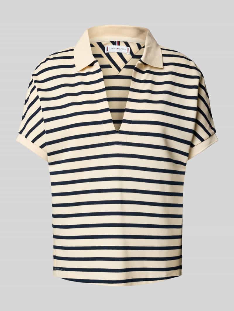 Tommy Hilfiger Poloshirt LYOCELL OPEN-NK RELAXED POLO SS met streepjespatroon, met zijsplitten