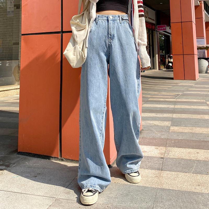 MAITA Elite Fashions Damesjeans, hoge taille, wijde pijpen, retro-broek met rechte pijpen XL donkerblauwe kleur