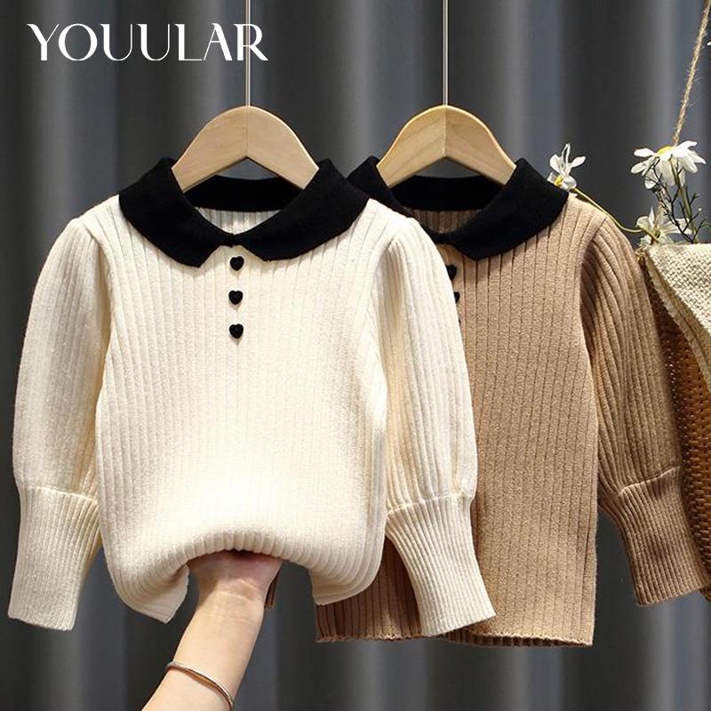YOUULAR Trui Meisje Effen Kleur Turtleneck Voor Meisje Lente Herfst Kinderen Breiwerk Peuter Kinderen Koude Kleding 130