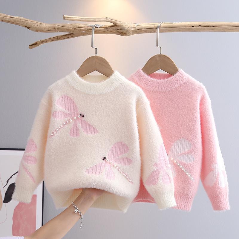Ladie KAKA Kindertrui Herfst Winter Baby Libelle Patroon Pullover Bottoming Shirt Meisjes Preppy Stijl Truien 100 wit