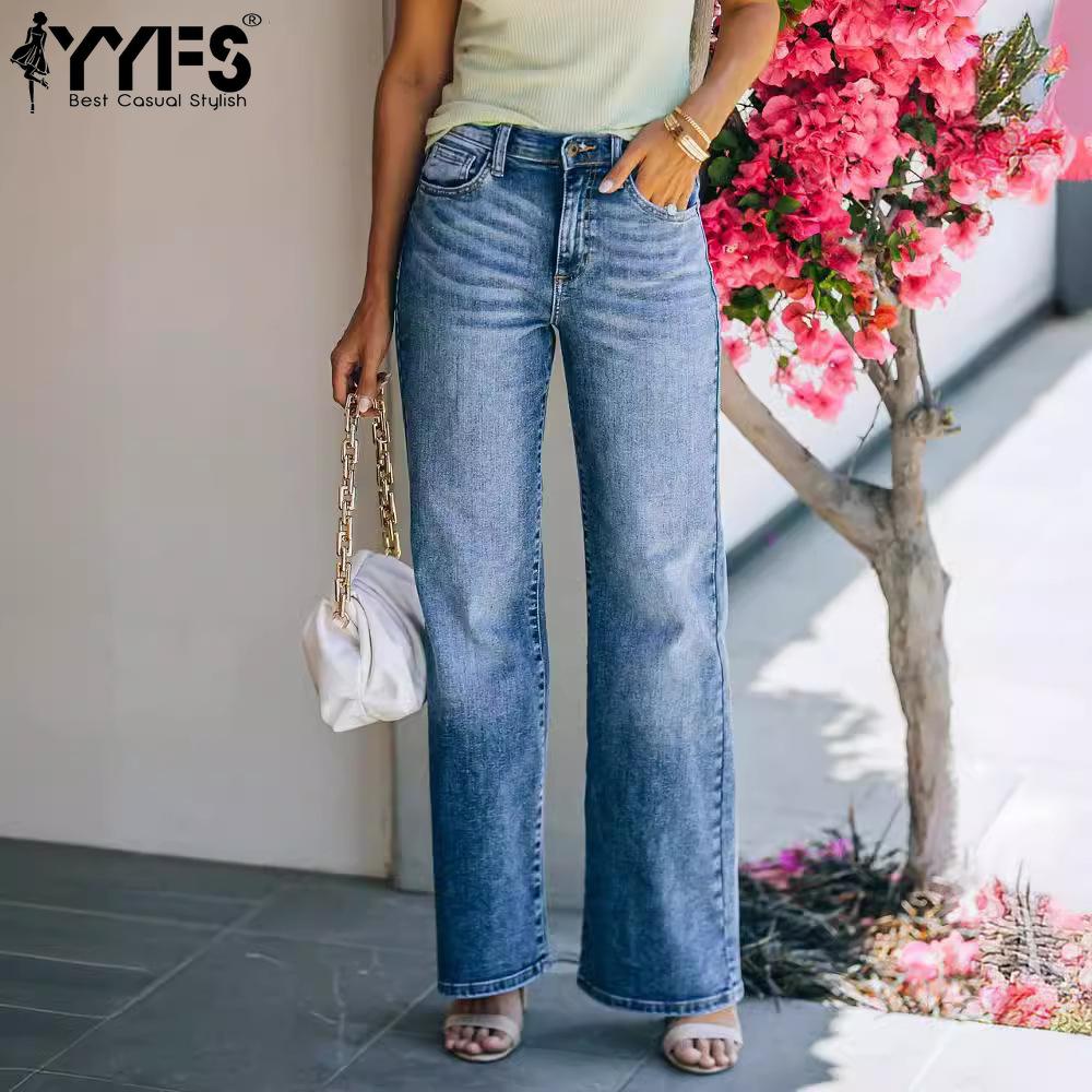 YYFS Damesmode Casual broek Jeansbroek XL blauw