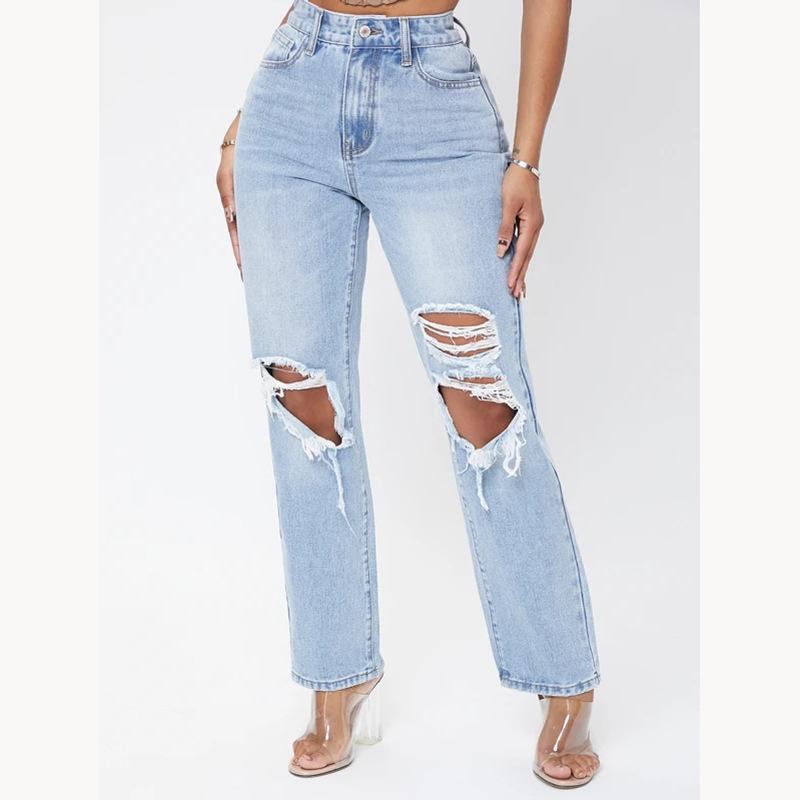 Omena Gescheurde damesjeans, casual mode XL blauw