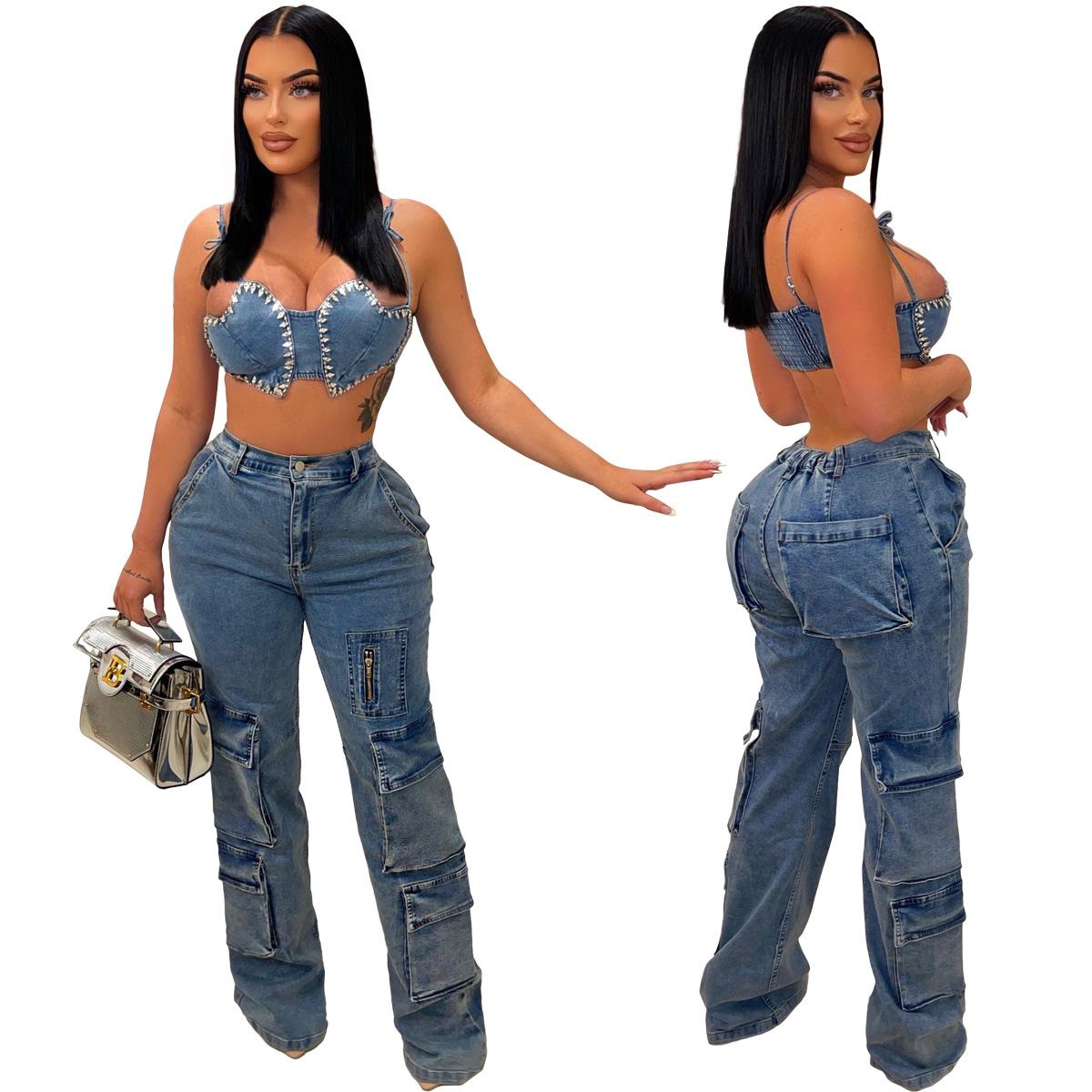 Omena 2023 Dames Zomerkleding Jeansbroek XXL blauw
