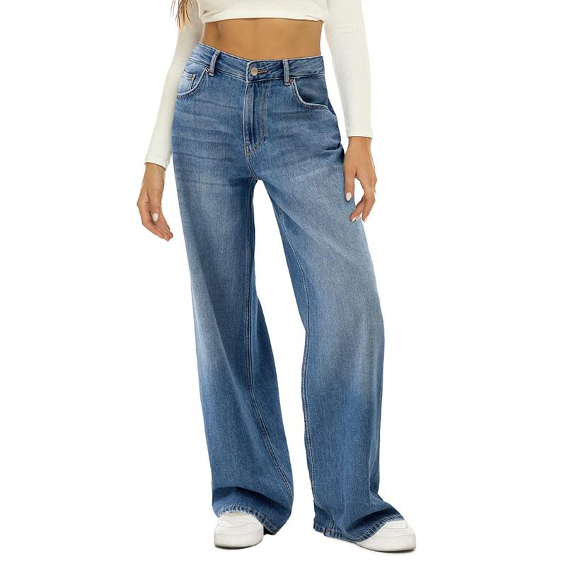 Omena 2023 Denim broek met hoge taille en wijde pijpen XL zwart