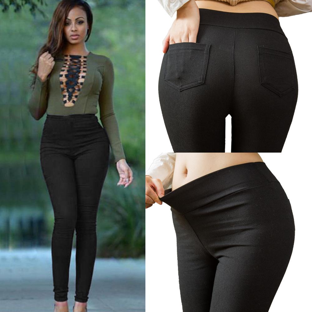 91140105MA0LTG9139 Mode lange broek elastische heupbroek afslankende legging dames sport yoga hoog getailleerde potlood strakke jeansbroek XXXL zwart