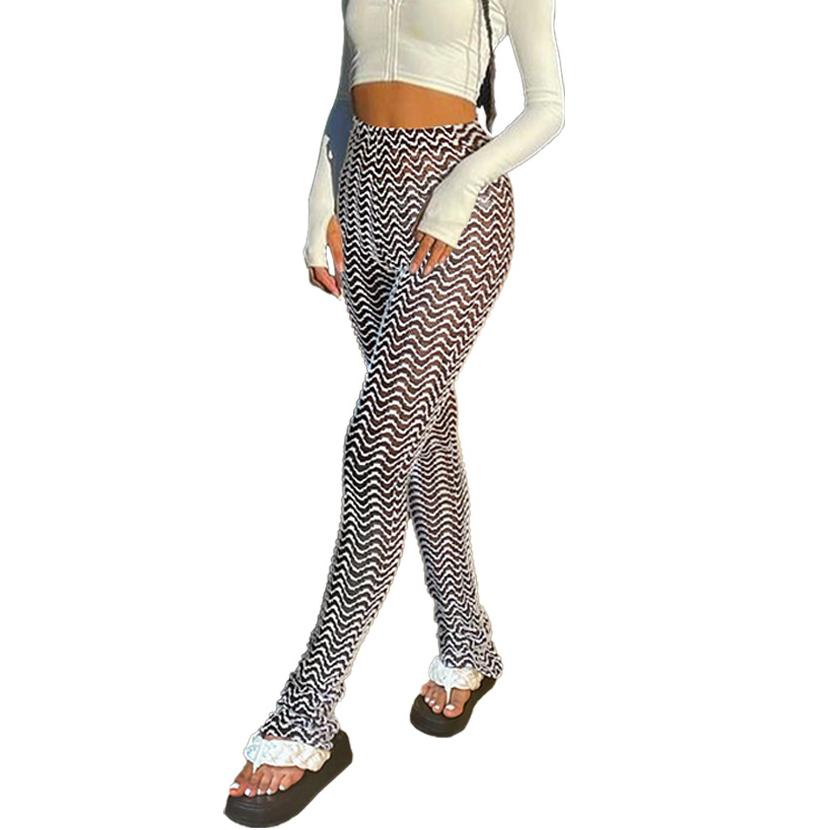 HerSight Dameskleding Sexy hoog getailleerde, gegolfde billen, stapelbroek, streetwear slanke broek XXL
