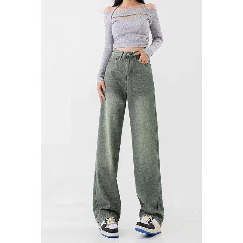 Fantastic wardrobe Dames American Vintage rechte jeans herfst hoge taille wijde pijpen broek XL
