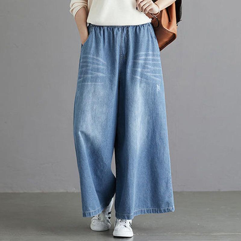 ZXXY Mom Jeans Wijde Pijpen Broek Vrouwen Broek Hoge Taille Jean Baggy Kleding Koreaanse Mode Dameskleding Streetwear Y2k Stedelijk Warm XXXXXXL blauw
