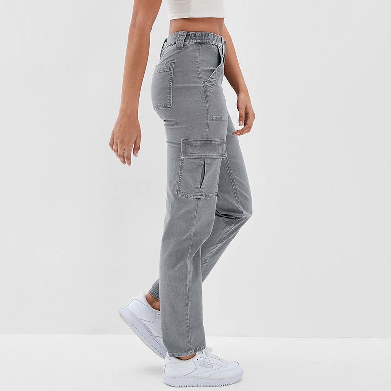 Omena 2024 Casual stretch slanke damesjeans L grijze kleur