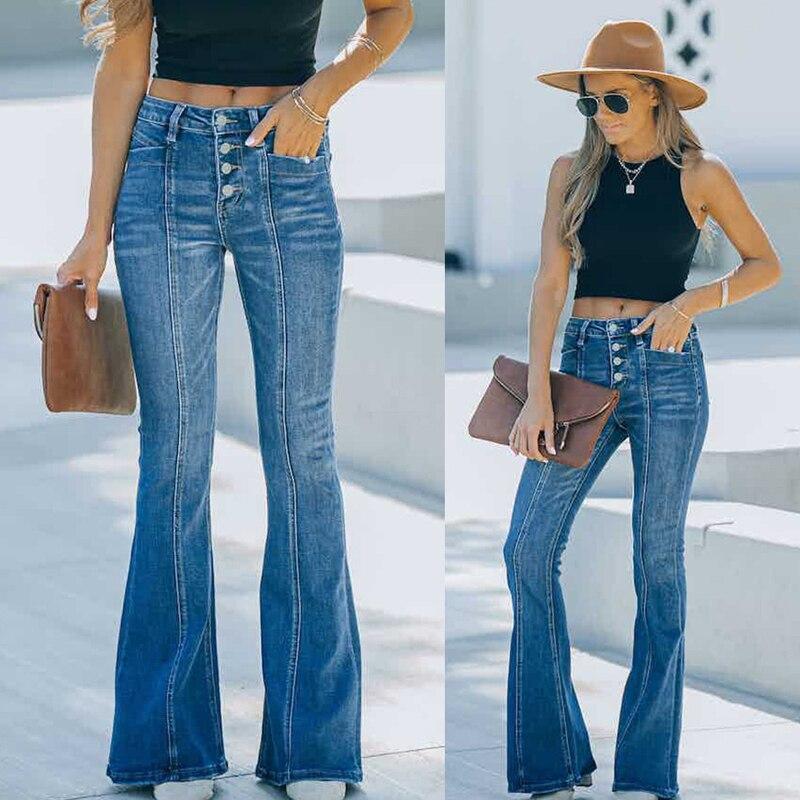 Secretworld Office Lady Slim Fit High Strecth Denim Broek Sexy en Elegante Hoge Taille Flare Broek Dames Zomer Mode Jeans XL orionkleur