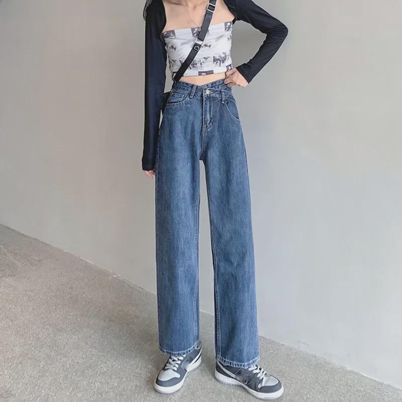 VantaGoods Dames High-Waist Retro Wide-Leg Jeans - Nieuw slank, losjes dweilend ontwerp Small