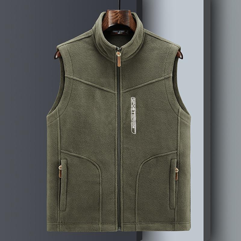 TOM TAN Goods Heren Winter Buitenkleding Dikke Warme Fleece Mouwloos Vest Jas Vest Heren Herfstoutfits Tactisch Vest Heren Plus Size 5XL zwart