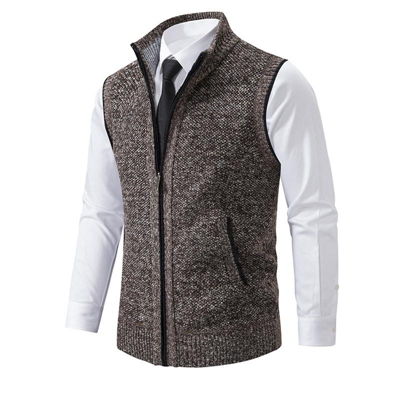 King Billion Heren Winter Vest Heren Gebreide Mouwloze Trui Cardigan Cardigan Coltrui Jas Breiwerk Heren XXXL bruin