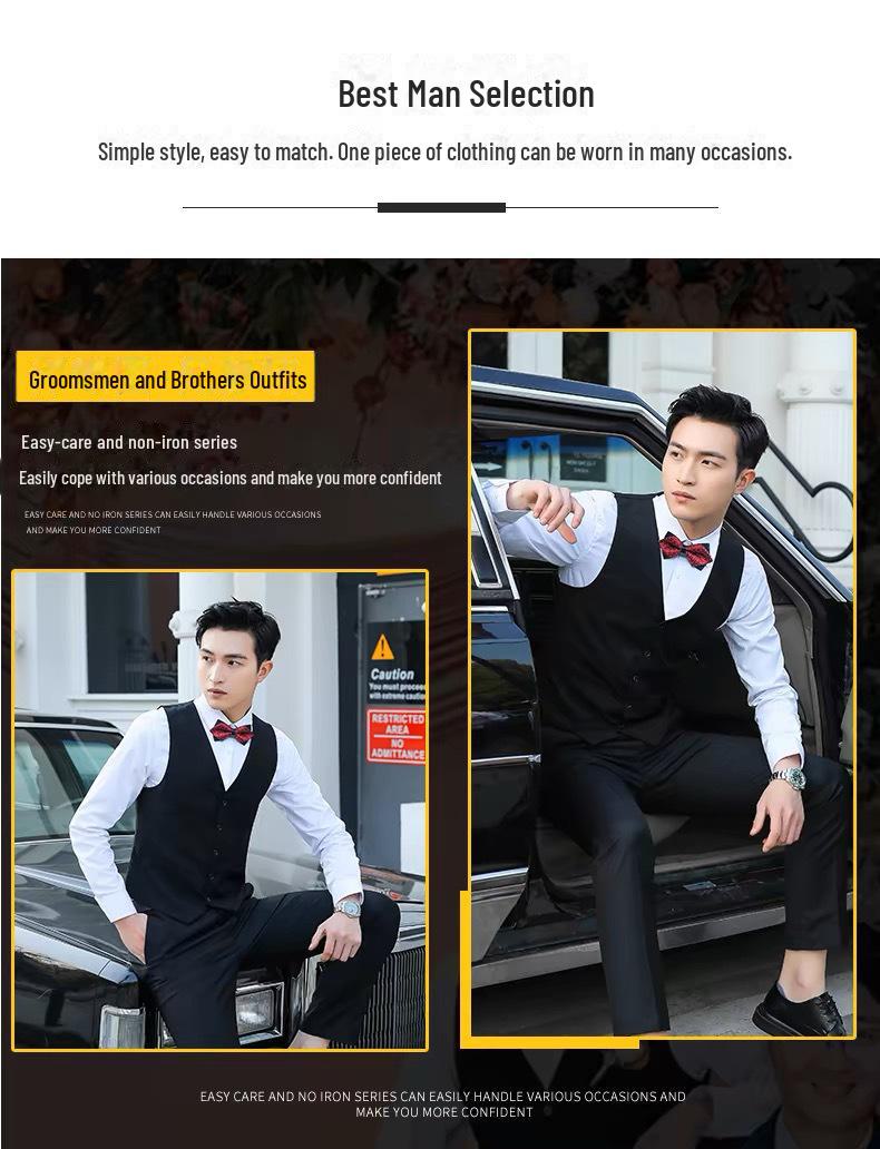 Top Men Wardrobe Heren slim-fit vest in Koreaanse stijl - lente/herfst, grote maten beschikbaar 10XL zwart