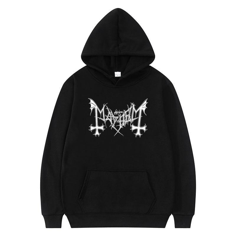 New Young Heren Hooded Dames Persoonlijkheid Sweatshirt Vintage The True Mayhem Hoodies Tops Punk Y2K Hoodies Winter Jogging Top XL zwart