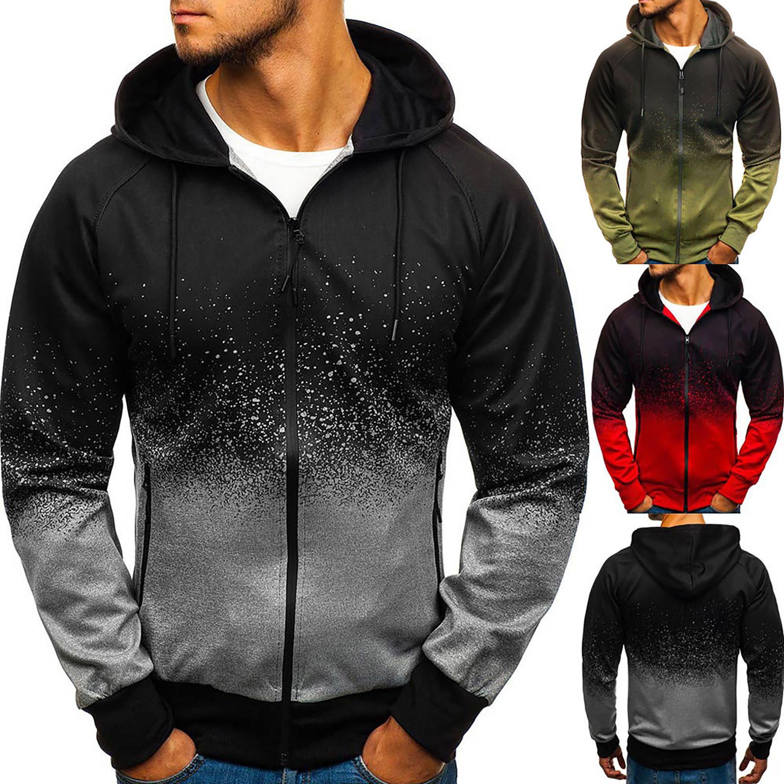 Zhengfuzhihai Casual camouflagesportsweatshirt voor heren, jas met lange mouwen en rits en capuchon XL grijze kleur