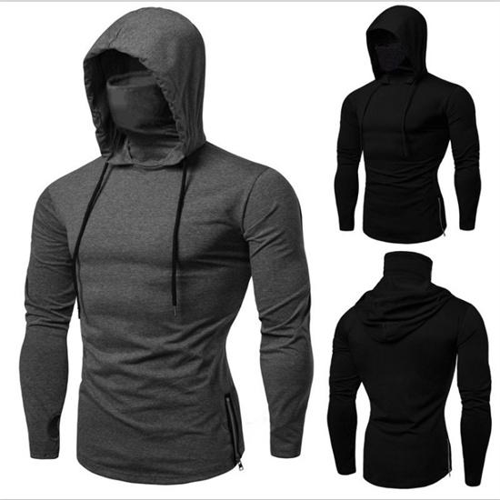 FX Men 2023 Nieuwe Mannen Effen Zwart Grijs Hoodie Lange Mouw Sweatshirt Met Capuchon Voor Man Sport Fitness Gym Running Casual Trui tops XL zwart