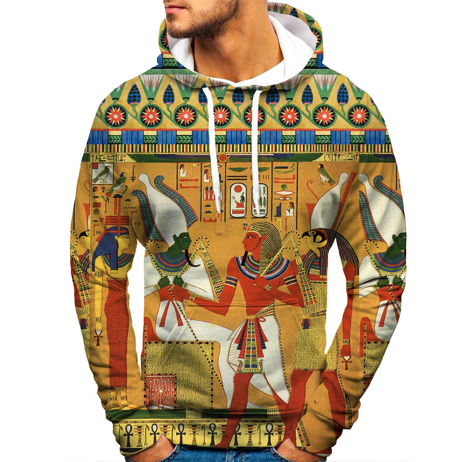 ETST 03 2022 Oude Egyptische Cultuur Bedrukte Heren Hoodies Harajuku Sweatshirt Unisex Streetwear Hip Hop Pullover 6XL