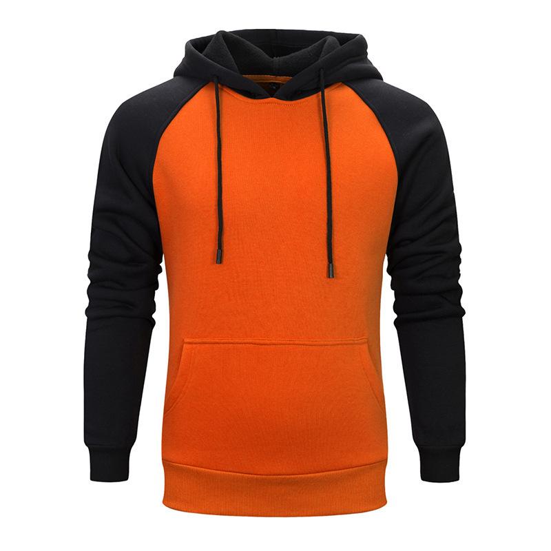 WowClassic Heren trui met capuchon en patchwork kleur ribkleding heren hoodies met lange mouwen zwart blauw herfst winter plus size sweatshirt M
