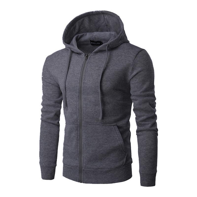 ForYourBeauty Herenhoodies Lente Herfst Casual Hoodie Heren Tops Mode Slanke Rits Sport Effen Kleur Eenvoudige herenhoodies L marineblauwe kleur