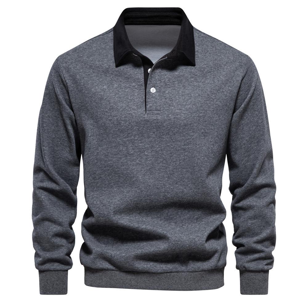 HerSight Herfst hoodie met lange mouwen en polokraag Casual trui met capuchon voor heren M donkergrijze kleur