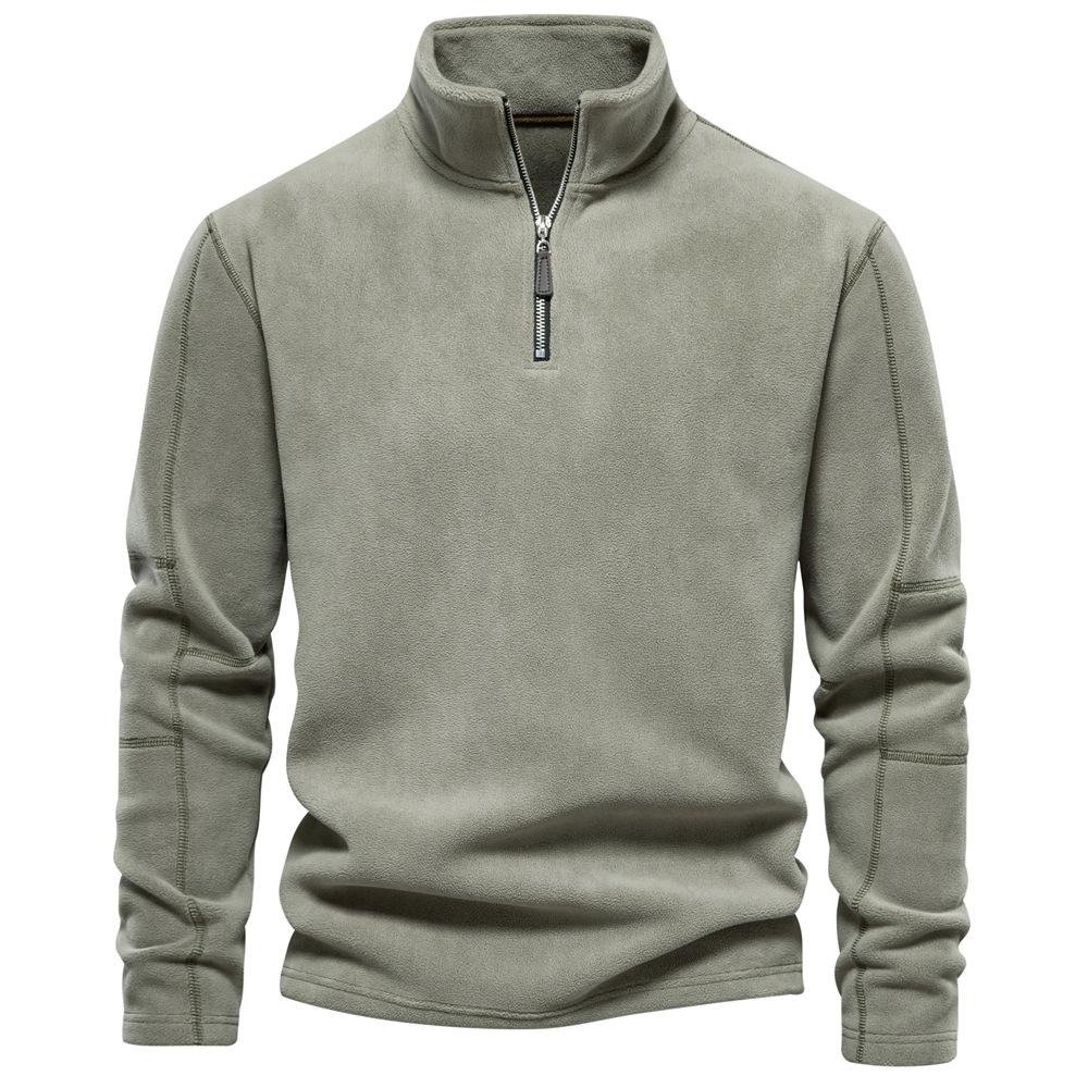 HerSight Herfst Winter Heren Fleece Sweatshirt Opstaande Kraag Halve Rits Lange Mouwen Grote maten Veelzijdige Heren Pullover Top L lichtgroene kleur