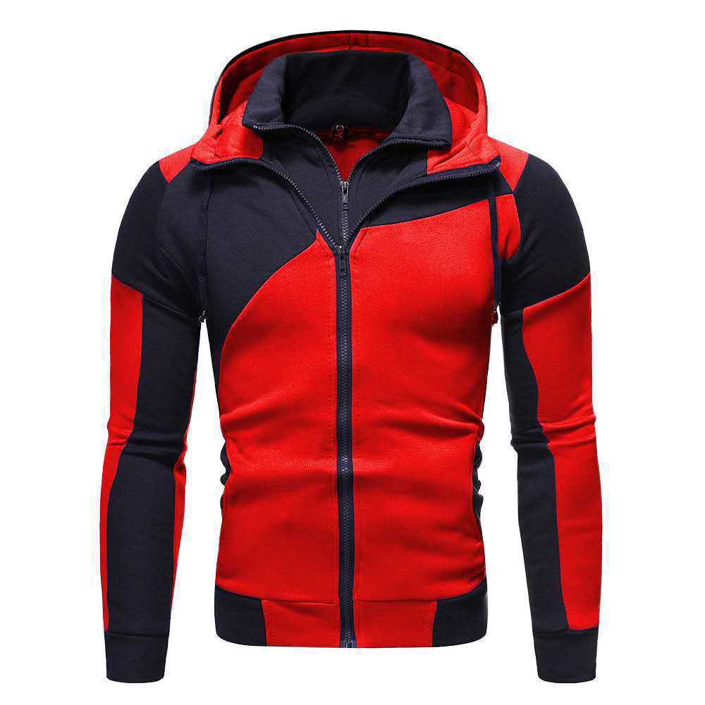 Luojin Hoodie met dubbele ritssluiting en patchworkjack met capuchon voor sportfleece-isolatie voor heren L