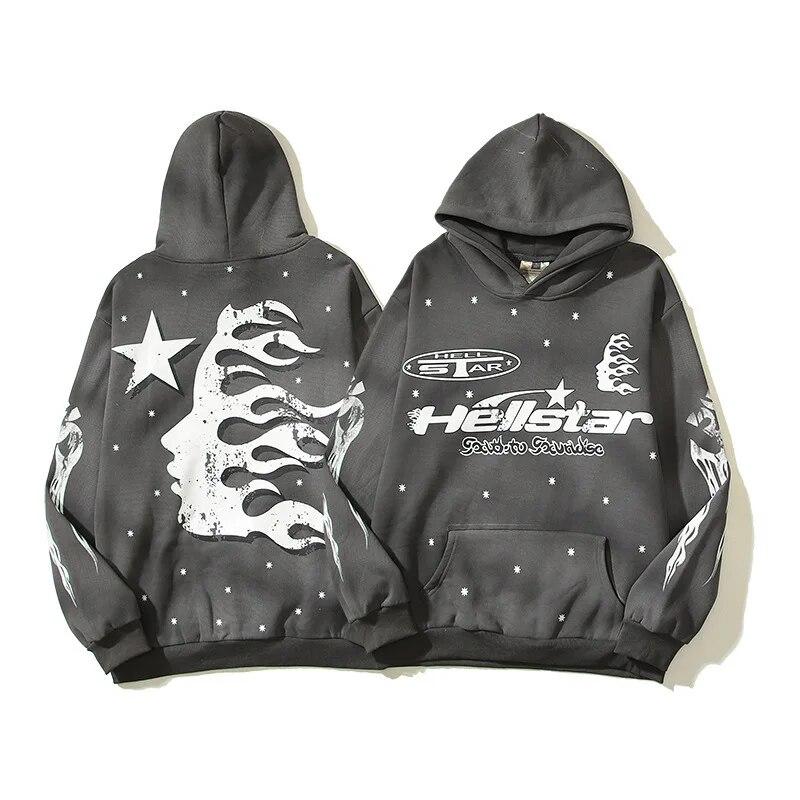 ZSIIBO Happy Girl Y2K Straatkleding Gepersonaliseerde Graffiti Heren Baggy Pullover Sweatshirt Grote Unisex Kleding Emo M grijs