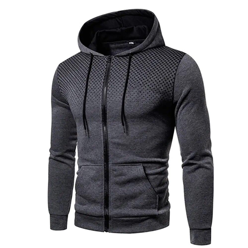 QGOOD Heren herfstjack met capuchon, lange mouwen en capuchon, vest met ritssluiting, katoenen sweatshirt met capuchon XXXL wit