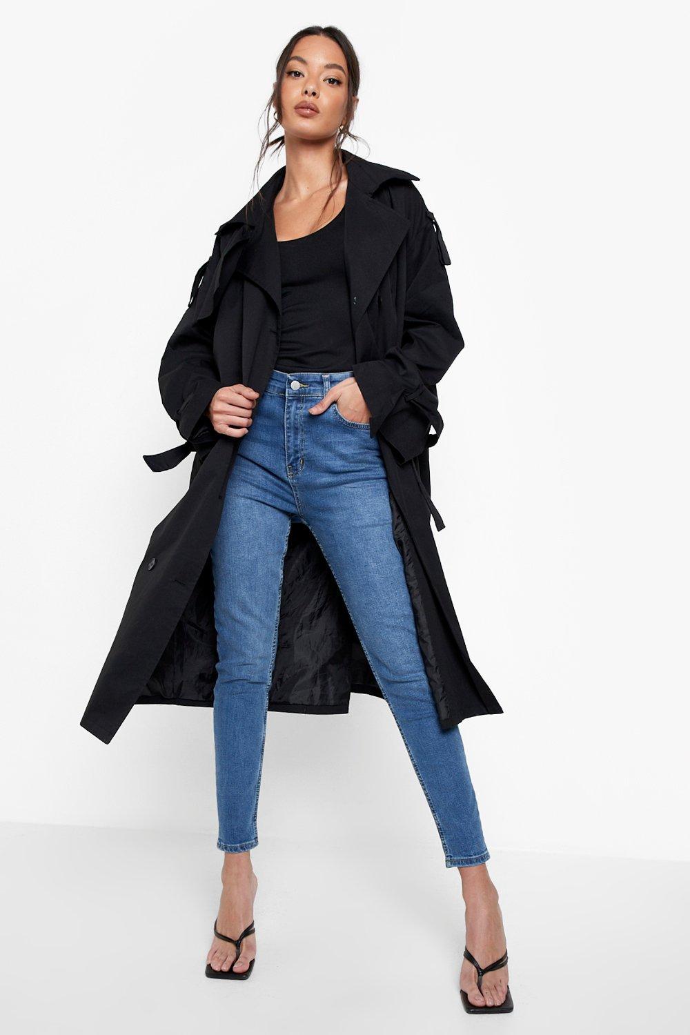Boohoo Butt Shaper Mid-Rise Skinny Jeans, Mid Blue