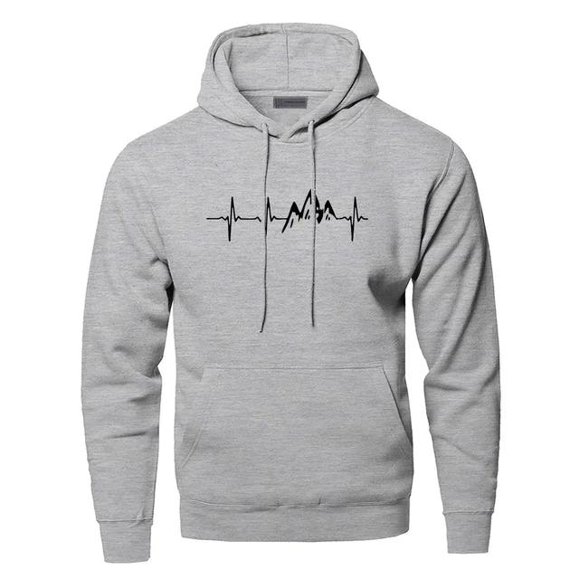 Boutique sports suit series 2 Mountain Heartbeat Hoodies Sweatshirt Heren Sound Ray Diagram Hooded Sweatshirt Hoodie Winter Herfst Print Zwart Grijs Sportkleding 3XL