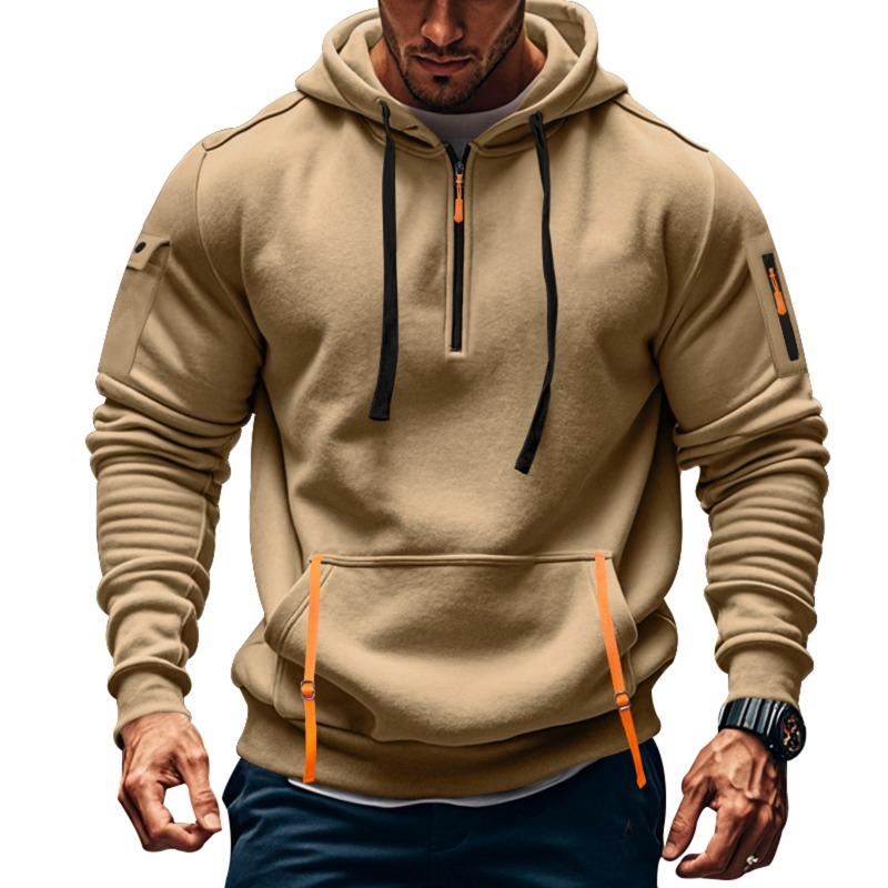 Forever Men Herfst winter pullover heren casual multi rits arm zak hoodie pullover plus fleece hoodie heren XXL donkergrijze kleur