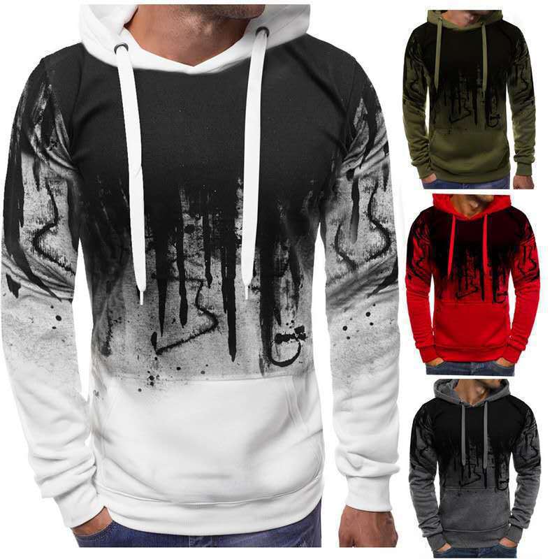 CHIC STUDIO Heren Sport Capuchon Trui Heren Trui Inkt Bedrukking Hoodie Heren Jas XXXXL grijze kleur