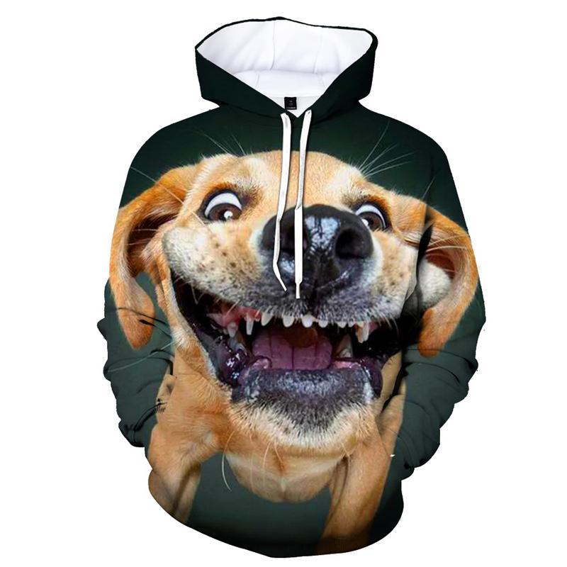 ETST 009 Grappige dieren 3D-geprinte schattige hond hoodie voor heren Duitse herder patroon capuchon sweatshirt lange mouw straat truien kleding 6XL