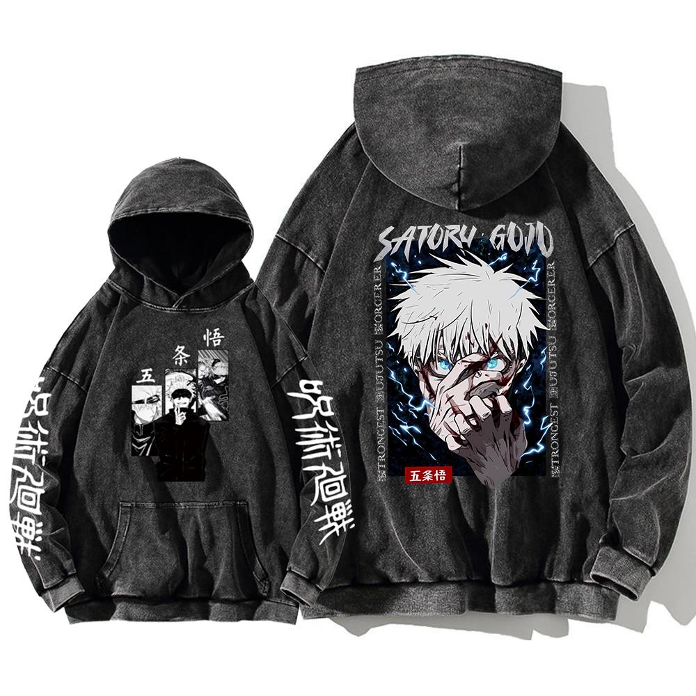 ETST 012 Jujutsu Kaisen Satoru Gojo Sweatshirts Anime Heren Hoge Kwaliteit 100% Gewassen Katoenen Hoodie Winter Oversized Streetwear Kleding S