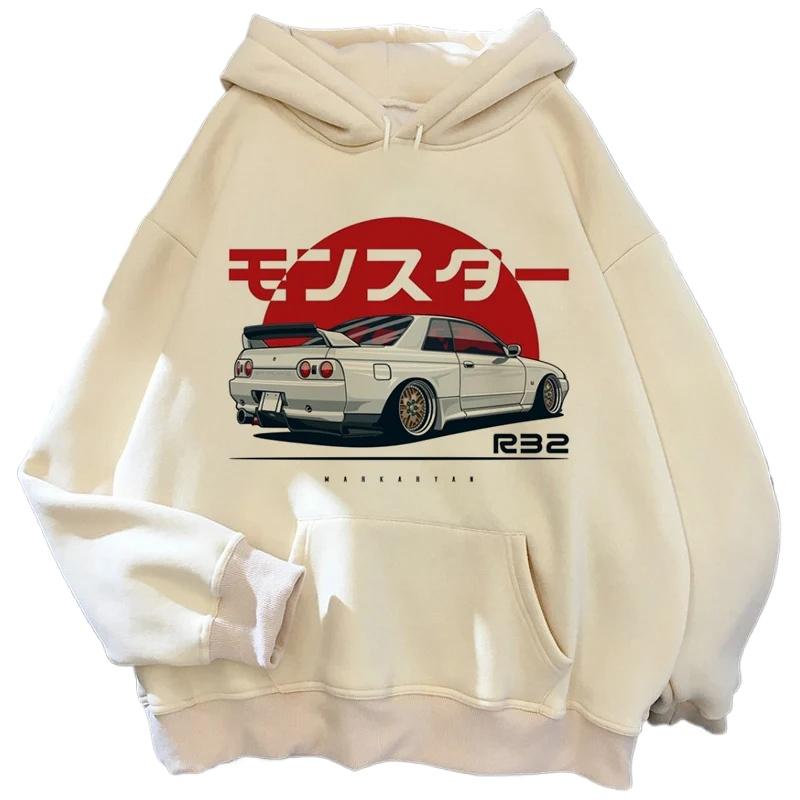Plus Size FUGUIS Jdm Bedrukte Hoodie Heren Casual Mode Capuchon Shirt Heren Lange Mouwen Pullover Hoodies & Sweatshirts Heren S groen