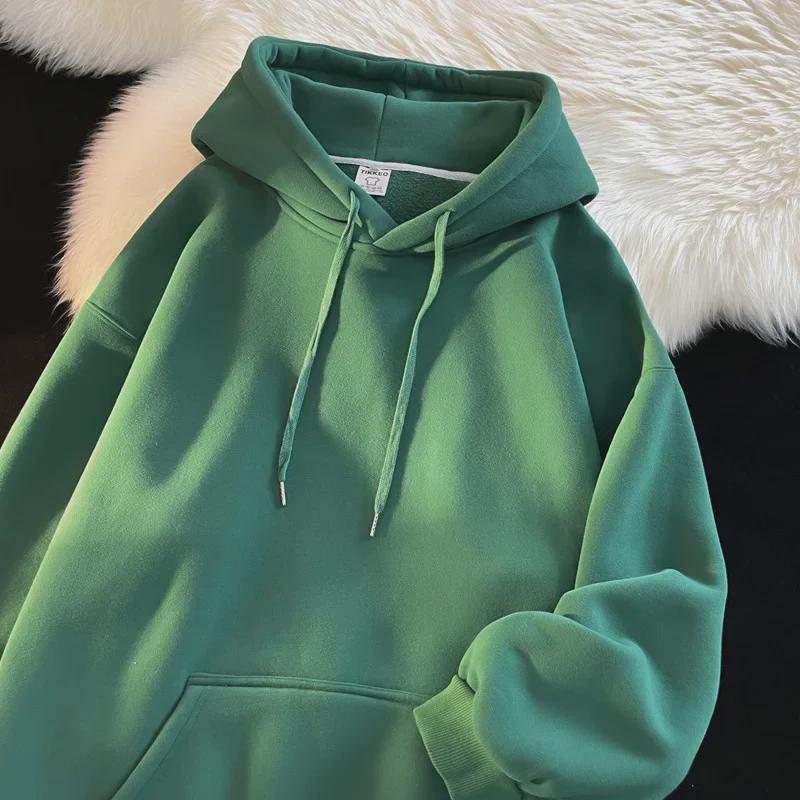 VantaGoods Donkergroene hoogglans herenhoodie met fleecevoering voor herfst en winter L