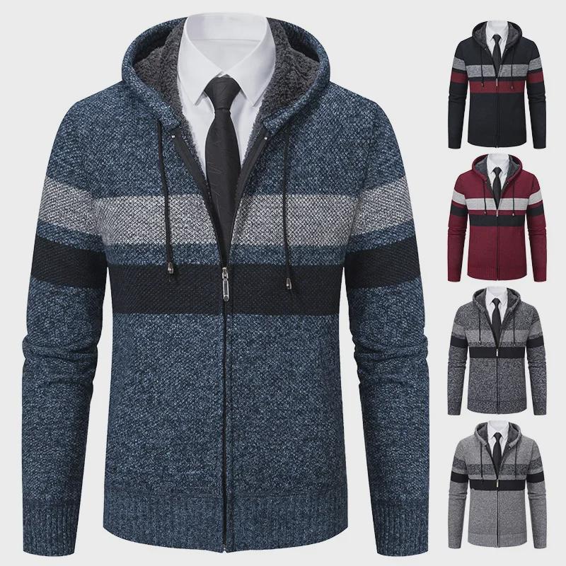 VantaGoods Herenvest in Koreaanse stijl met capuchon voor 2023 - Lange mouwen, verdikt, herfst-/wintertrend. 2XL lichtgrijze kleur