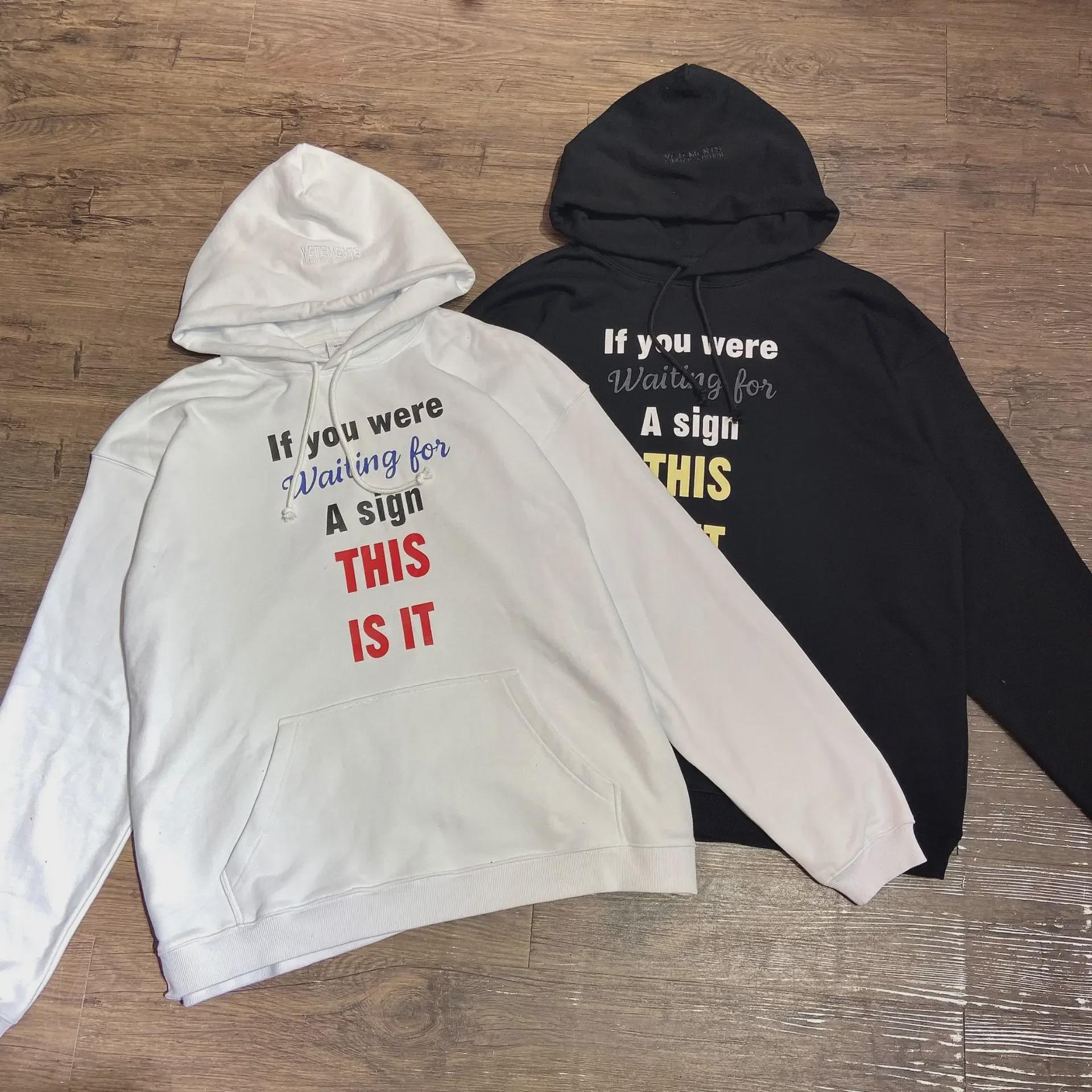 VantaGoods Zwarte trendy VTM geborduurde hoodie voor heren - Europese en Amerikaanse stijl voor herfst/winter Large wit