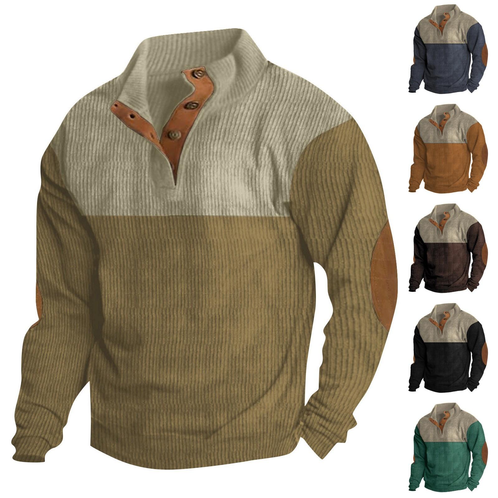 ElongPaoXiao Lente en heren staande kraag sweatshirt is outdoor casual truien tops L groen