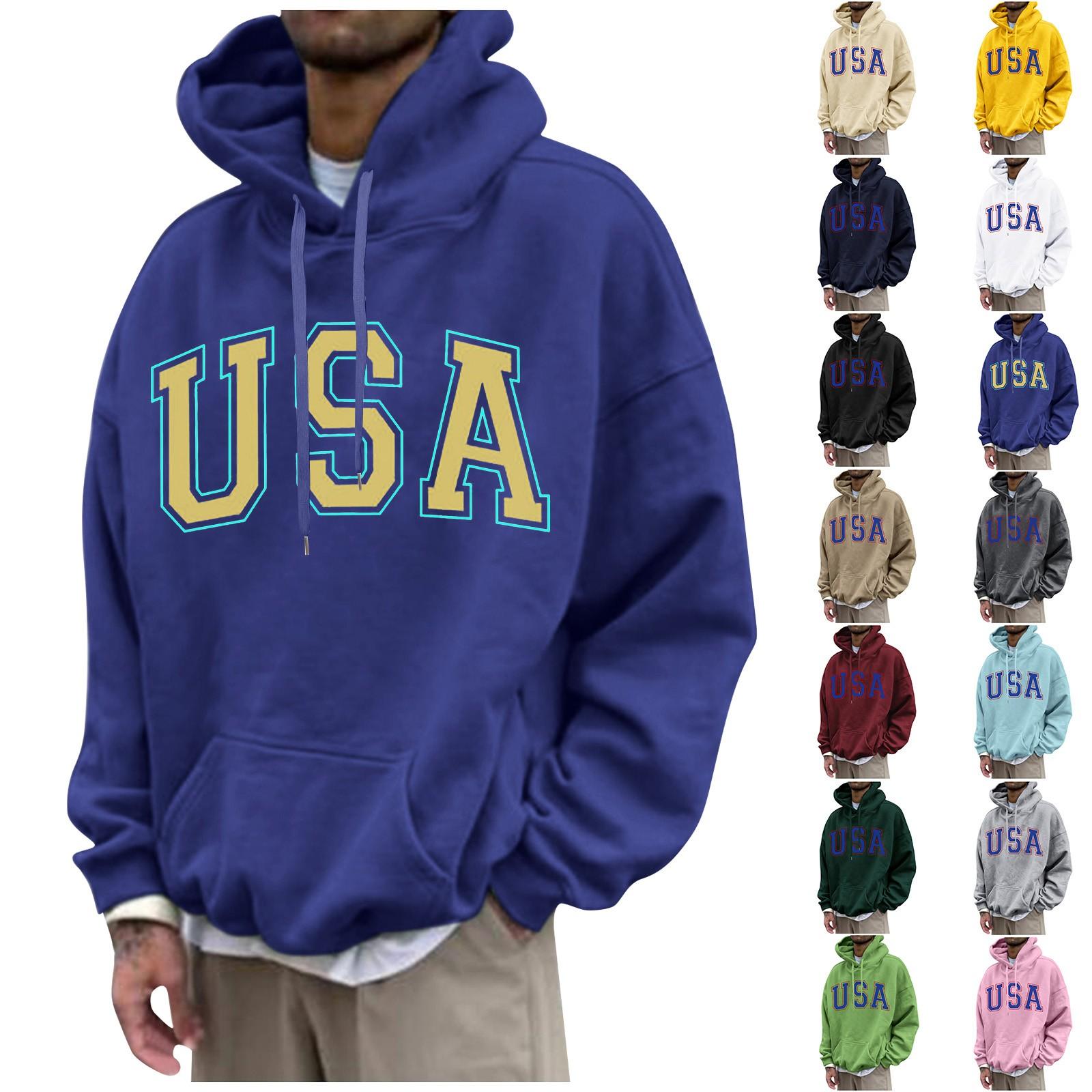 ElongPaoXiao Los bedrukt sweatshirt met capuchon voor heren Casual mode-sportsweatshirt voor heren L groen