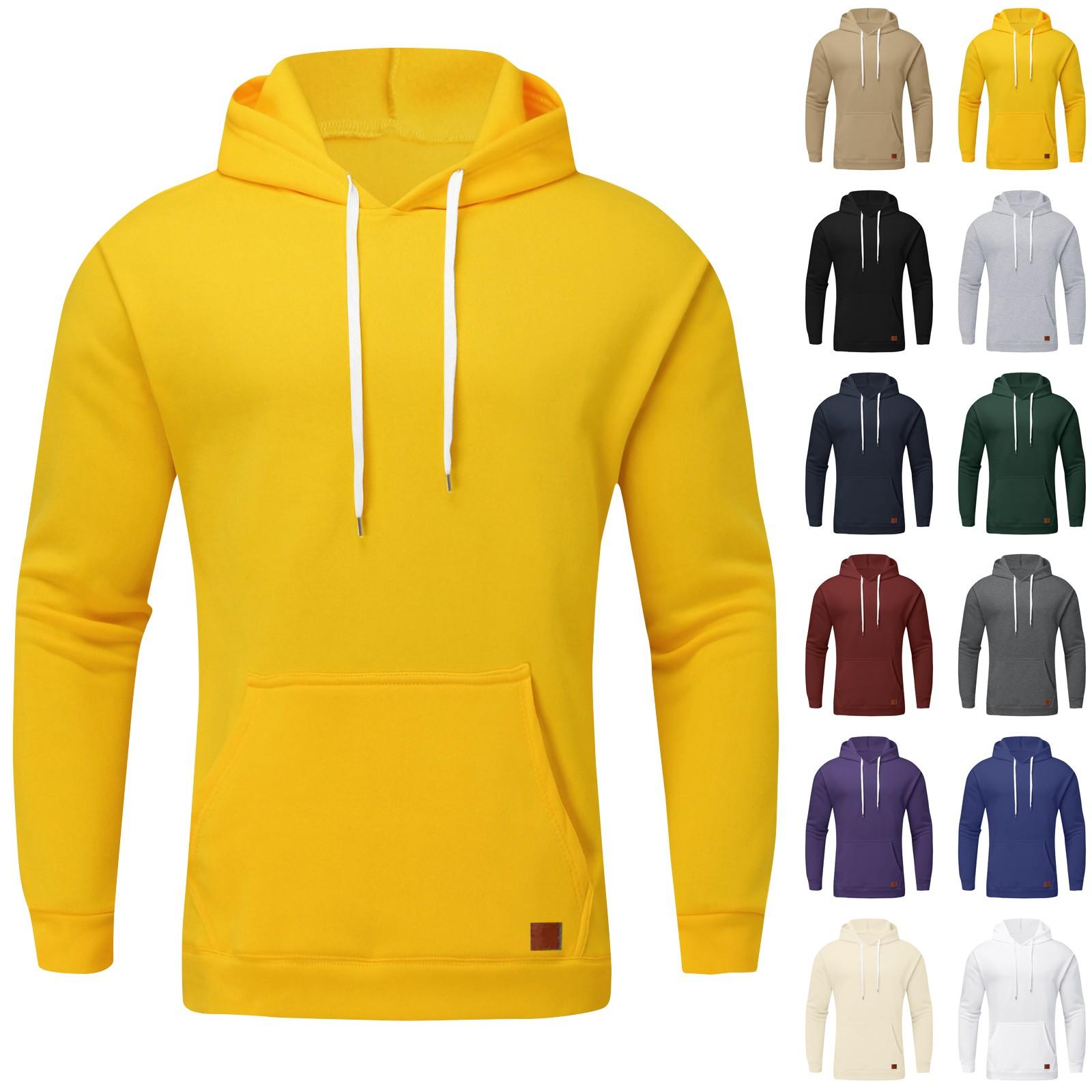 Wahaha123 Los casual sweatshirt met capuchon voor heren Effen los casual sweatshirt voor heren M paars